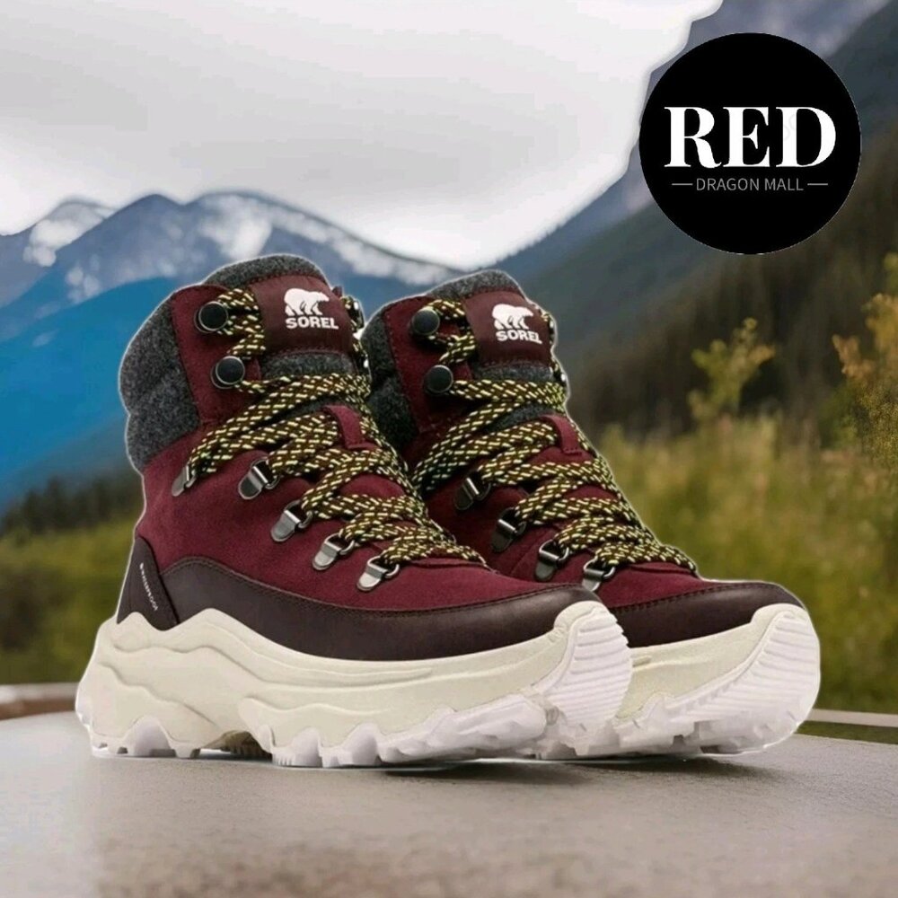 SOREL Kinetic Breakthru Conquest Waterproof Boots Cinder Bloodstone - Women's 7